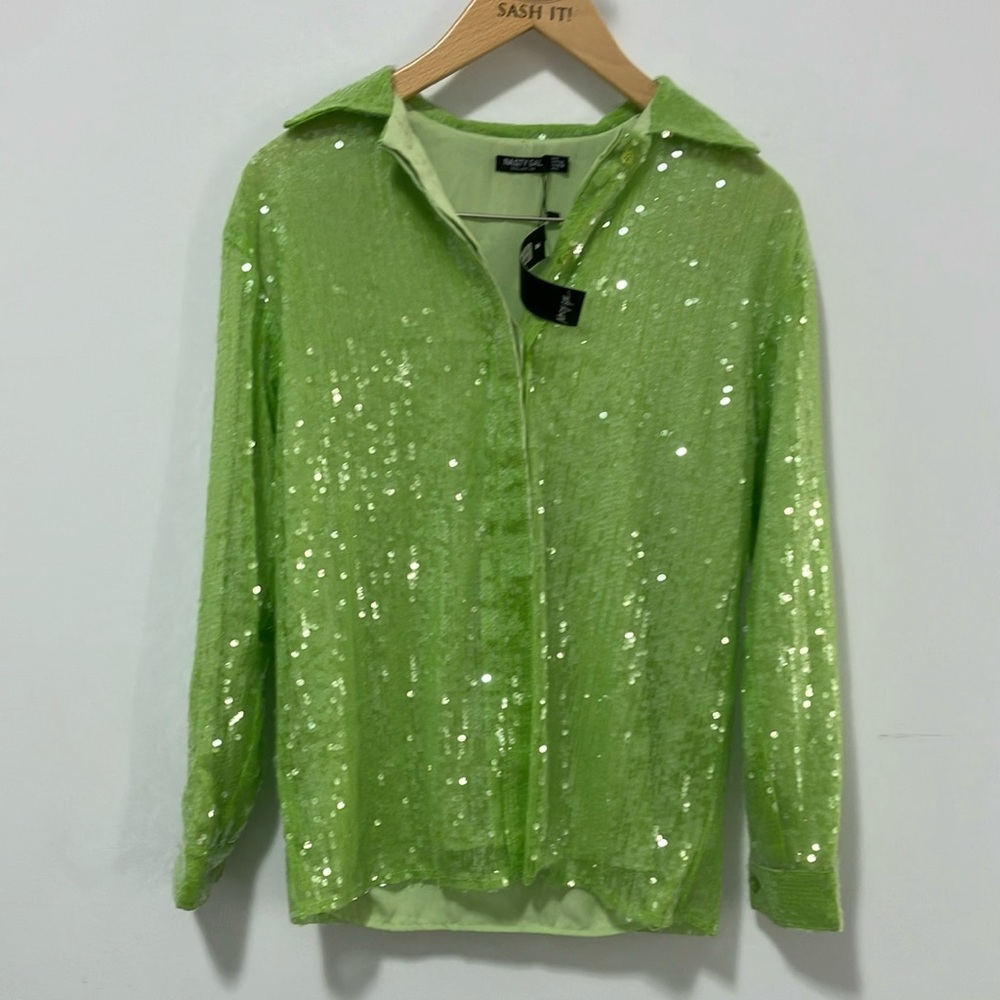 Wicked Lime Green Sequin Blouse